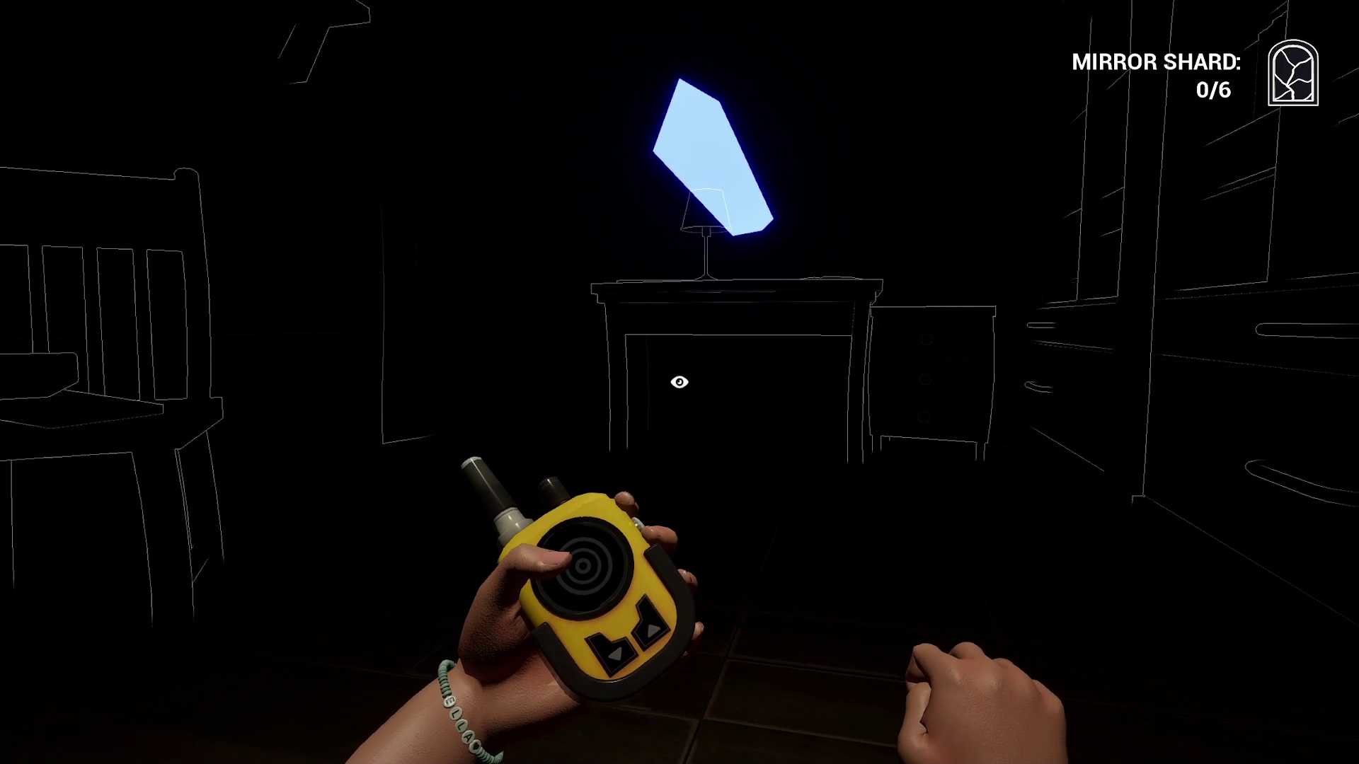 Echoes of Stella — memory fragment orbs suspended in a pitch-black corridor